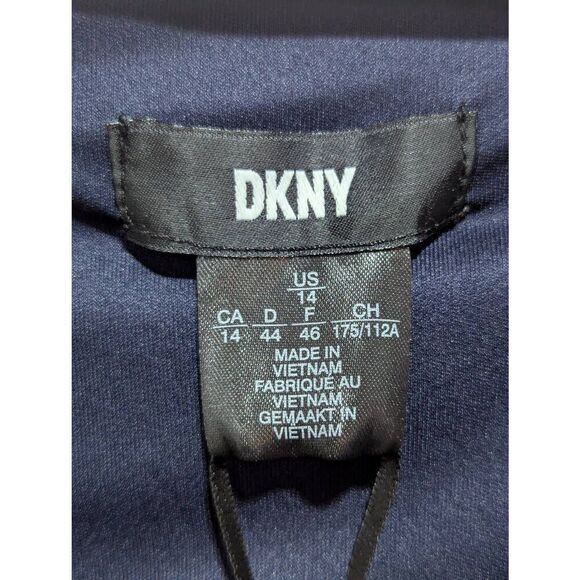 DKNY Women's Blue Solid Sleeveless Button Embellished Mini Dress Size 14 NWT - Picture 2 of 7